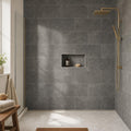 Ostrich Grey 12x24 Gauged Quartzite Tile — Bathroom shower wall