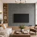Ostrich Grey 12x24 Gauged Quartzite Tile — Living Room feature wall