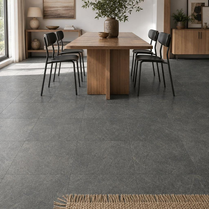 Ostrich Grey 16x16 Honed Quartzite Tile — Dining Room floor