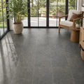 Ostrich Grey 16x16 Honed Quartzite Tile — Sunroom floor