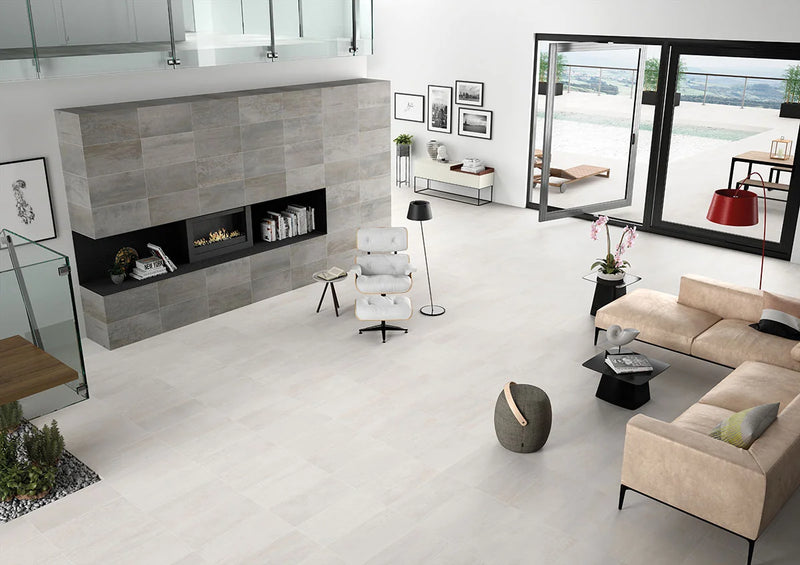 Oxide Blanc 12x24 Matte Porcelain Concrete Look Floor Tile