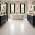 Oyster White 12x24 Honed Natural Marble Tile — Bathroom floor