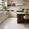 Oyster White 12x24 Honed Natural Marble Tile — Kitchen floor