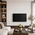 Oyster White 12x24 Honed Natural Marble Tile — Living Room feature wall