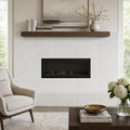 Oyster White 12x24 Honed Natural Marble Tile — Living Room fireplace surround