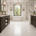 Oyster White 12x24 Polished Natural Marble Tile — Primary Bath floor