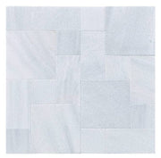 Close-up of White Marble Leather (Sandblasted & Brushed) Roman x 1.25 Paver, in White tones.