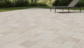 Close-up of Natural Verona Marble Leather (Sandblasted & Brushed) Roman x 1.25 Paver, in Natural tones.