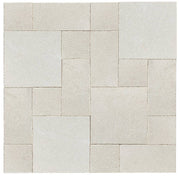 Close-up of Antalya Cream Marble Leather (Sandblasted & Brushed) Roman x 1.25 Paver, in Cream tones.