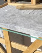 Close-up of Tundra Marble Leather (Sandblasted & Brushed) 12 x 24 x 1.25 Paver, in Tundra tones.