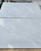 Close-up of Blue Island Marble Leather (Sandblasted & Brushed) 16 x 24 x 1.25 Paver, in Blue Island tones.