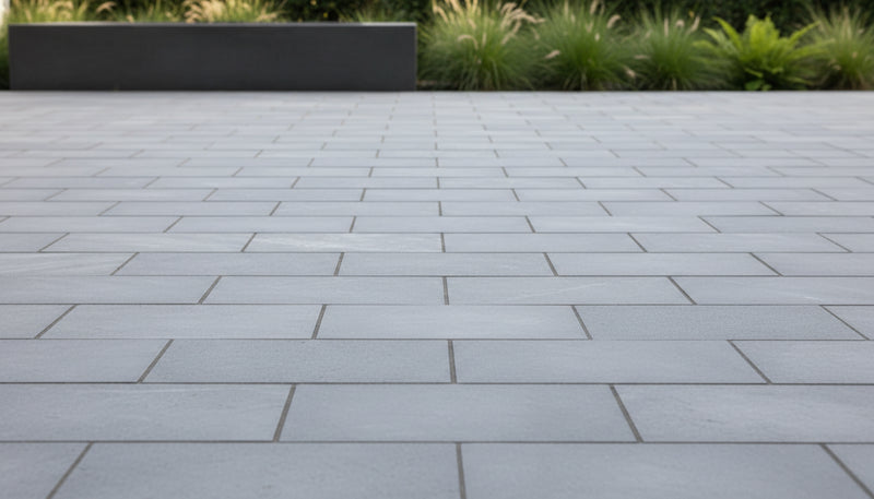 Close-up of Blue Island Marble Leather (Sandblasted & Brushed) 16 x 24 x 1.25 Paver, in Blue Island tones.