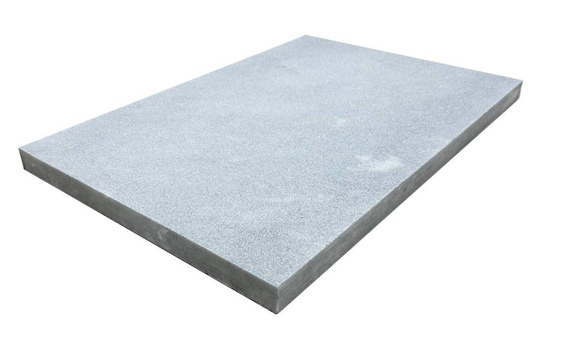 Close-up of Blue Island Marble Leather (Sandblasted & Brushed) 16 x 24 x 1.25 Paver, in Blue Island tones.