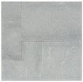 Close-up of Blue Island Marble Leather (Sandblasted & Brushed) French Versailles x 1.25 Paver, in Blue Island tones.