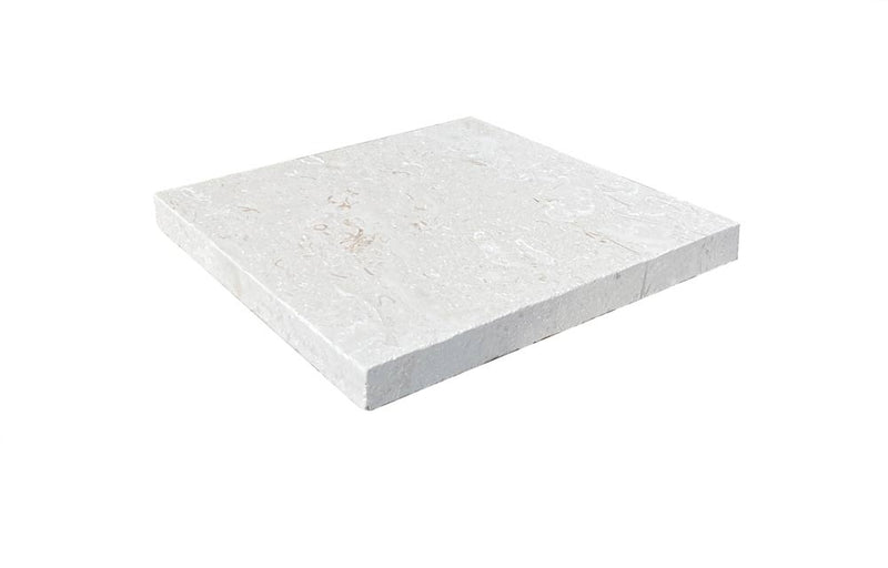 Close-up of Desert Sand Limestone Tumbled 12 x 12 x 1.25 Paver, in Desert Sand tones.