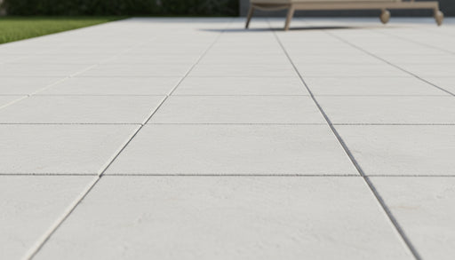 Close-up of Desert Sand Limestone Tumbled 24 x 24 x 1.25 Paver, in Desert Sand tones.