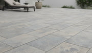 Close-up of Silver Travertine Tumbled 16 x 24 x 1.25 Paver, in Silver tones.