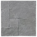 Close-up of Natural Indian Bluestone Limestone Tumbled French Versailles x 1.25 Paver, in Natural tones.