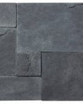 Close-up of Indian Black Limestone Tumbled French Versailles x 1.25 Paver, in Black tones.