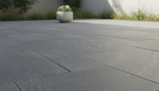 Close-up of Natural Aqua Dolce Sandstone Flamed French Versailles x 1.25 Paver, in Natural tones.