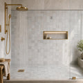 Palissandro 2x2 Polished Marble Mosaic Tile — Bathroom shower floor