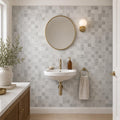 Palissandro 2x2 Polished Marble Mosaic Tile — Powder Room wall