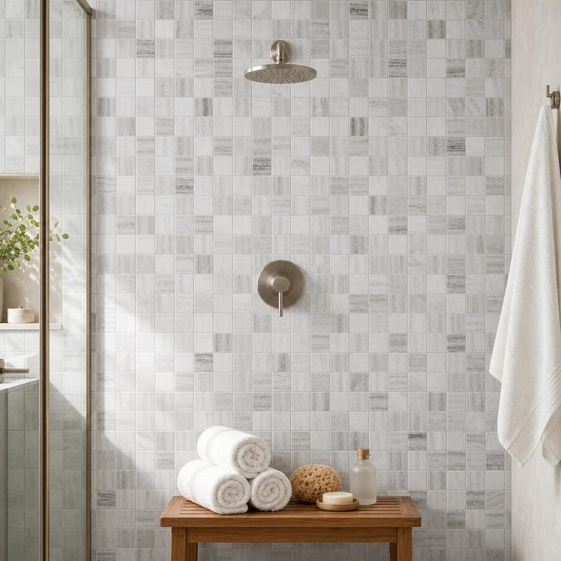Palissandro 2x2 Polished Marble Mosaic Tile — Spa spa interior