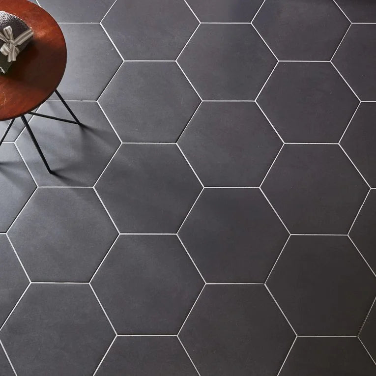 Paros Black 14x16 Hexagon Porcelain Tile