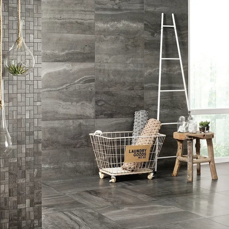 Tivoli Nero 3x12 Surface Bullnose Porcelain Trim