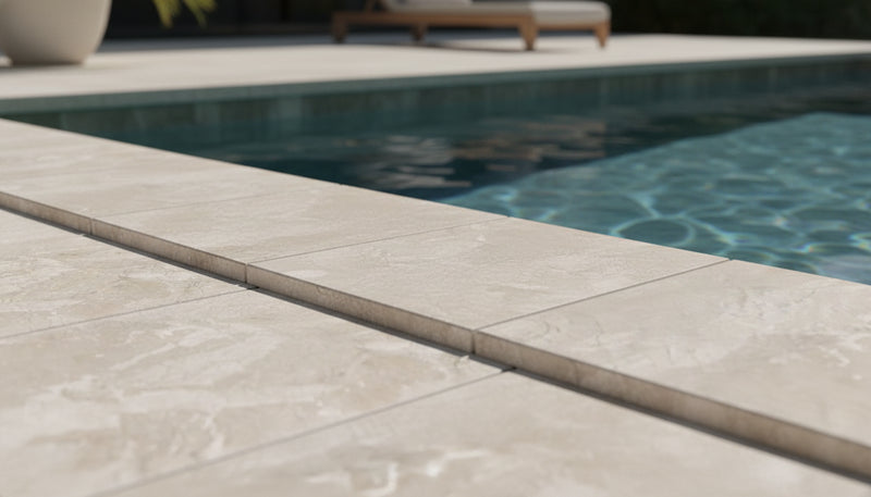 Natural Verona Marble Leather (Sandblasted & Brushed) 16 x 24 x 1.25 Bullnose Coping