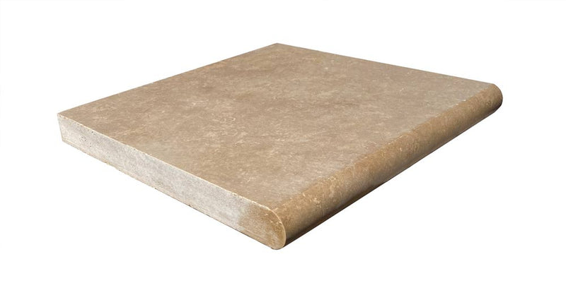 Noce Travertine Tumbled 12 x 12 x 1.25 Bullnose Coping