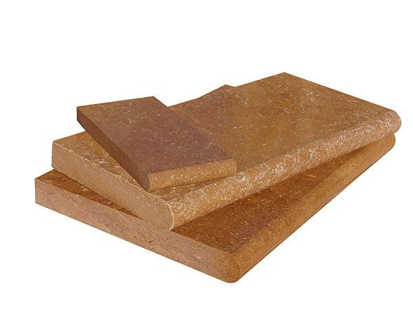 Noce Travertine Tumbled 12 x 24 x 1.25 Bullnose Coping