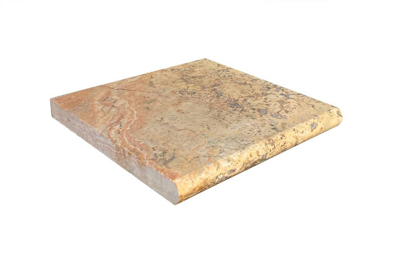 Autumn Leaves Scabos Travertine Tumbled 12x12x1.25 Bullnose Coping