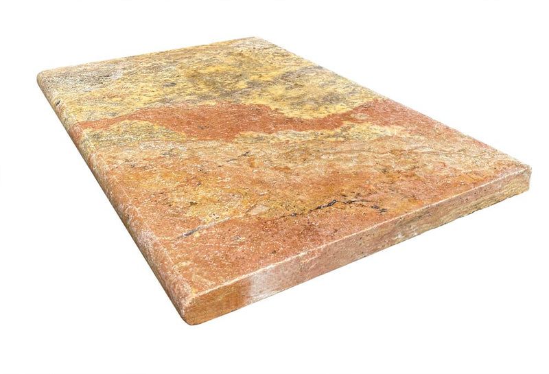 Autumn Leaves Scabos Travertine Tumbled 16x24x1.25 Bullnose Coping