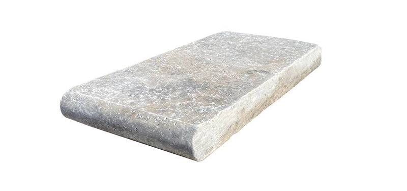 Silver Travertine Tumbled 6 x 12 x 1.25 Bullnose Coping
