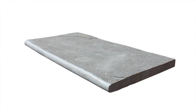 Natural Indian Bluestone Limestone Tumbled & Brushed 12 x 24 x 1.25 Bullnose Coping