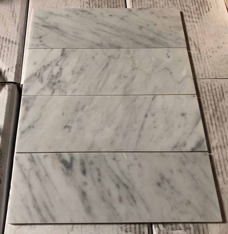 White Marble Leather (Sandblasted & Brushed) 4 x 12 x 2 Bullnose Coping