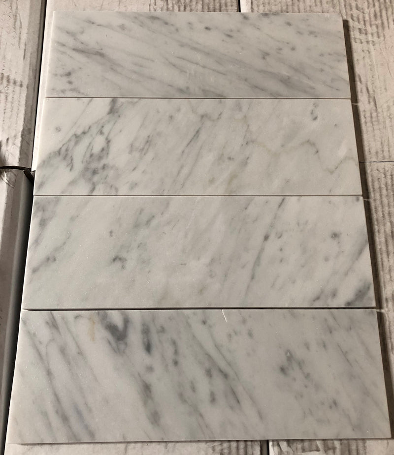 White Marble Leather (Sandblasted & Brushed) 4 x 12 x 2 Bullnose Coping