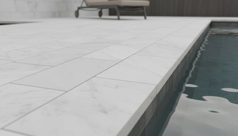 White Marble Leather (Sandblasted & Brushed) 4 x 12 x 2 Bullnose Coping