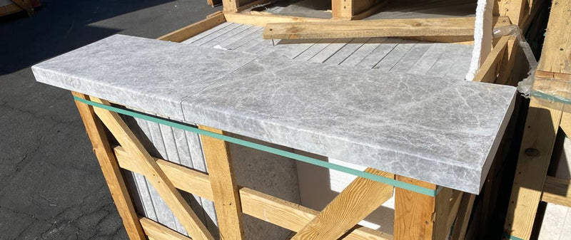 Tundra Marble Leather (Sandblasted & Brushed) 12 x 24 x 2 Bullnose Coping