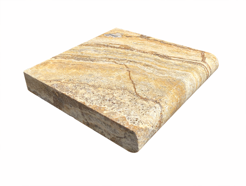 Autumn Leaves Scabos Travertine Tumbled 12 x 12 x 2 Bullnose Coping