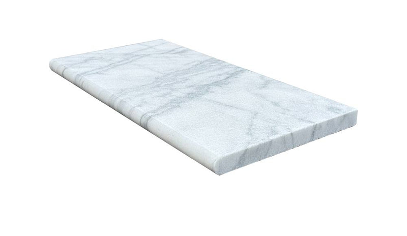 Natural Carrara Equinox Marble Leather (Sandblasted & Brushed) 12 x 24 x 2 Bullnose Coping