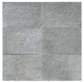 Close-up of Natural Indian Bluestone Limestone Tumbled & Brushed 16 x 24 x 2 Modern Coping, in Natural tones.