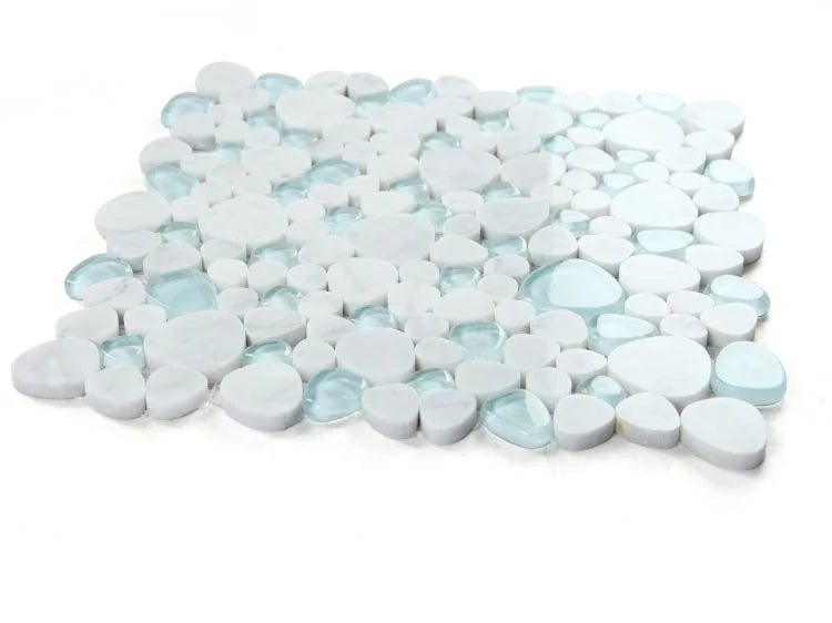 Peach Carrara Blue 2x2 Marble Mosaic