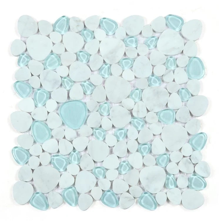 Peach Carrara Blue 2x2 Marble Mosaic