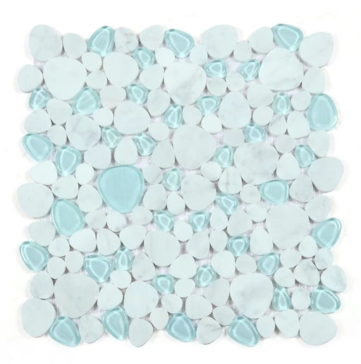 Peach Carrara Blue 2x2 Marble Mosaic