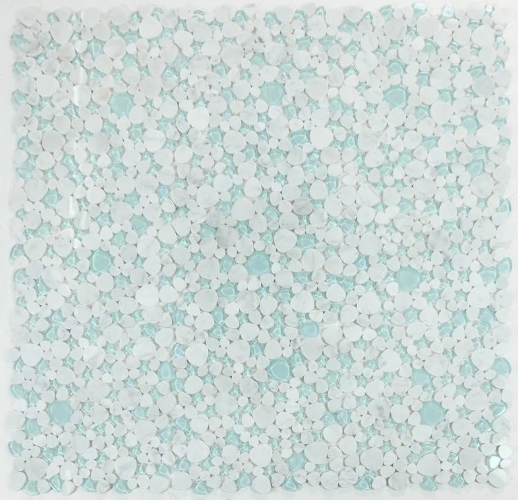 Peach Carrara Blue 2x2 Marble Mosaic