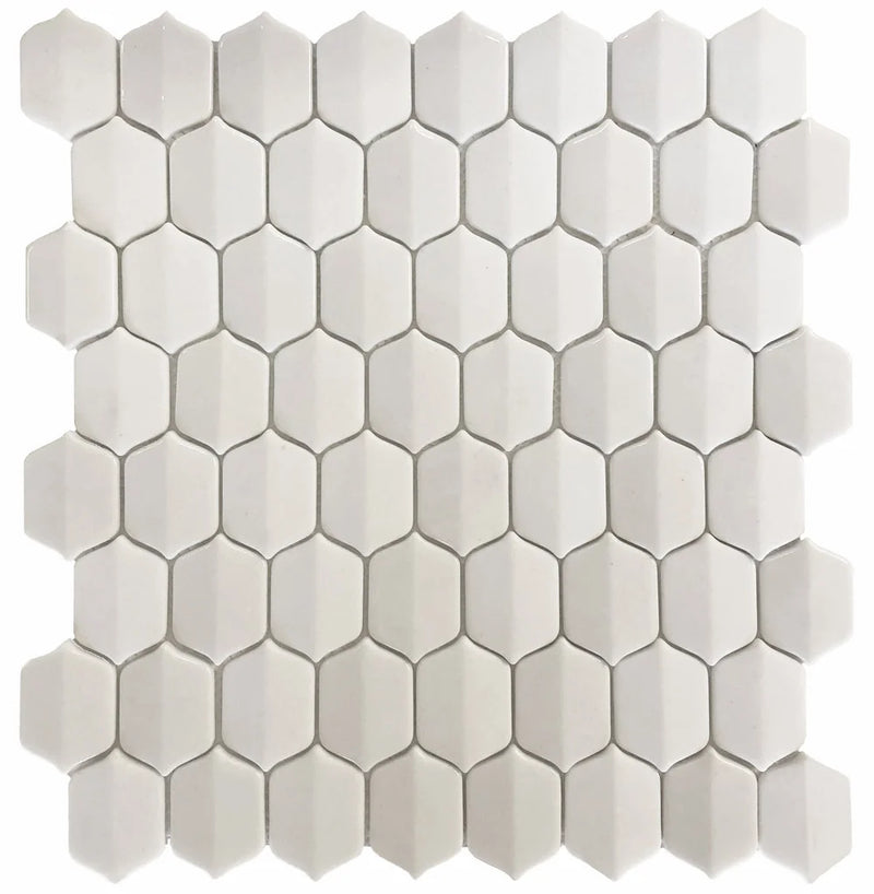 Peak White 12x12 Arabesque Glass Matte/Gloss Mosaic