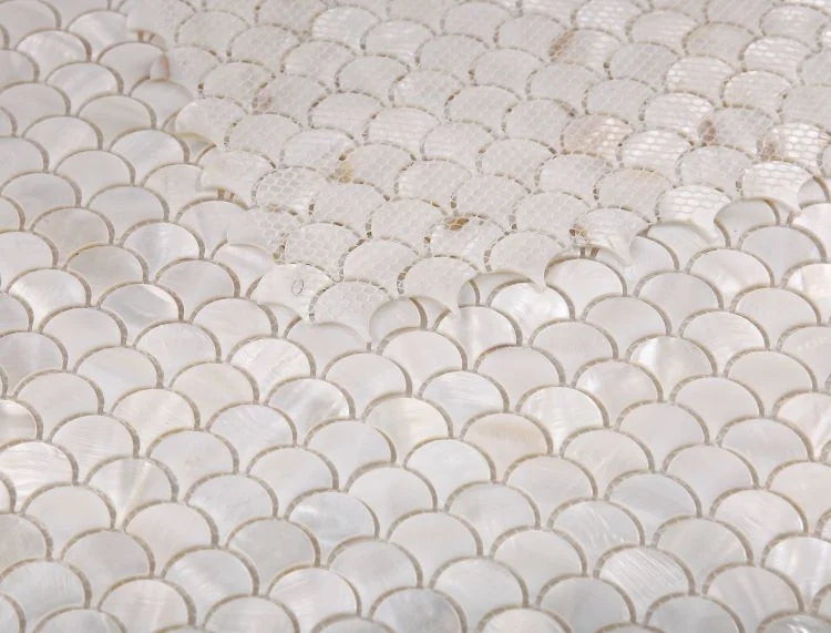 Pearl White 2x2 Scale Glass Mosaic