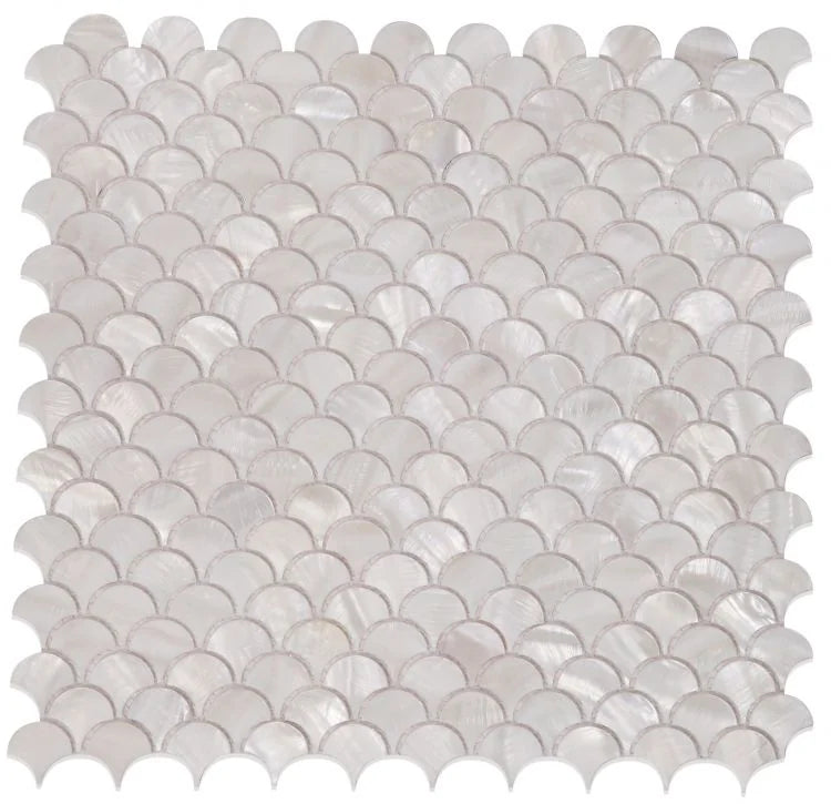 Pearl White 2x2 Scale Glass Mosaic